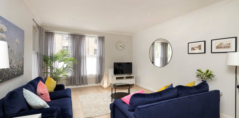 livingroom 2  - Stylish living room in Dean Village, Edinburgh holiday apartment.