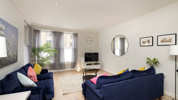 livingroom 2  - Stylish living room in Dean Village, Edinburgh holiday apartment.