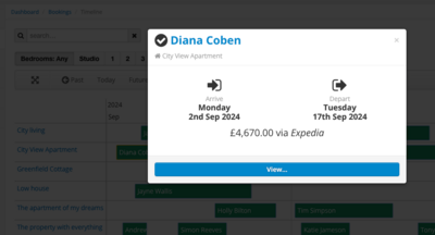 Timeline: booking - Showing a booking on the timeline view (© 2024 Bookster) Timeline: booking - Showing a booking on the timeline view (© 2024 Bookster)