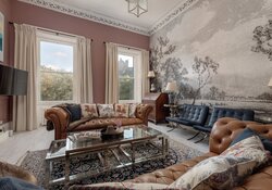 Elegant Living Room with Castle Views