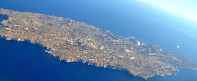 Airbnb in Gozo Island - View of Mediterranean island from the air on arrival to the Airbnb in Gozo at Malta Luqa airport.
