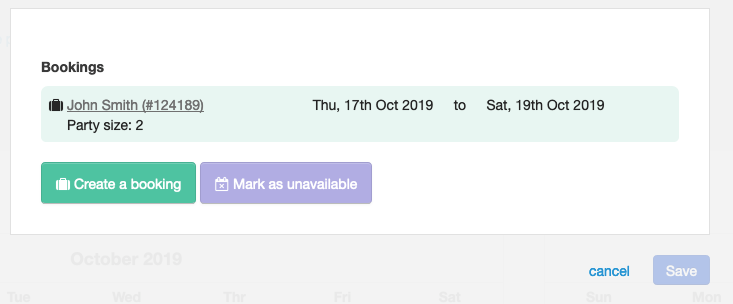 Party size on calendar modal - The party size is now shown in the modal when viewing a booking from the property calendar