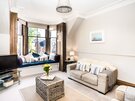 GILLIAN THE NEUK 23.04.26-22 - Bright holiday apartment interior with elegant high ceilings and large windows near North Berwick beach.