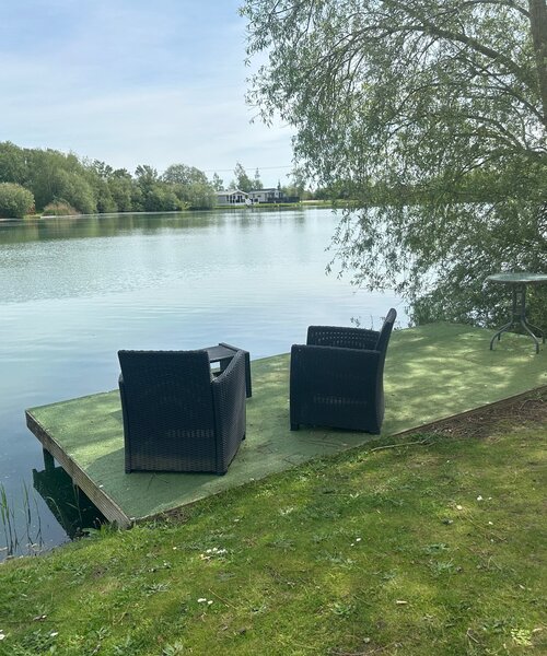 lake view private fishing peg - double private fishing peg on ospray fishing lake with rattan seating