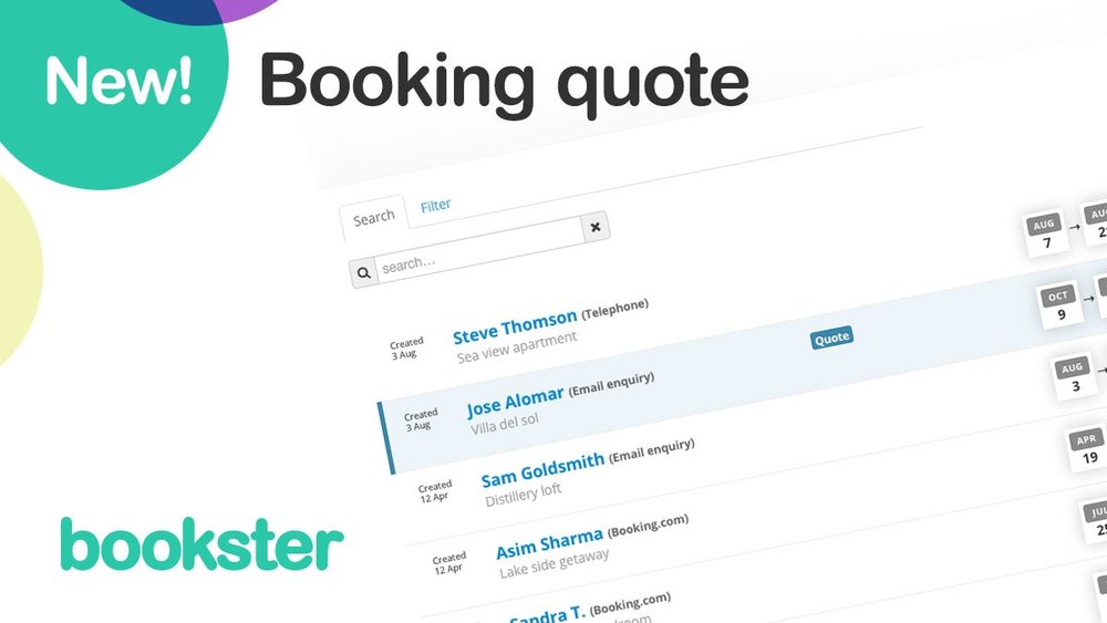 Booking quote tool - Create booking quote for your guests - only with Bookster Booking quote tool - Create booking quote for your guests - only with Bookster
