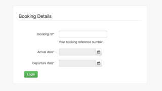 Guest Area log in screen - Direct your guests to log in and view their booking