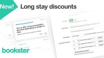 Flexible Long Stay Discount for holiday rentals - Launch of the updated Long Stay Discounts feature within Bookster property management system for holiday rentals.