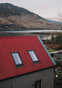 A view over the cottage to the mountaings