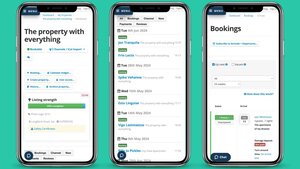 Using Bookster holiday rental software on mobile phone devices - 3 images of Bookster holiday rental software on a mobile phone device. Using Bookster holiday rental software on mobile phone devices - 3 images of Bookster holiday rental software on a mobile phone device.