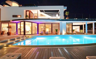 Swimming pool at night