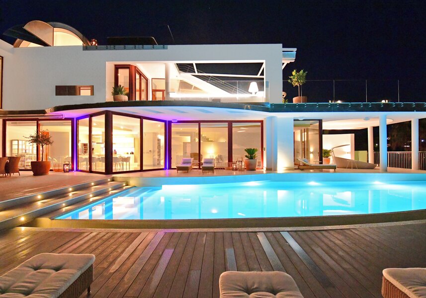 Swimming pool at night