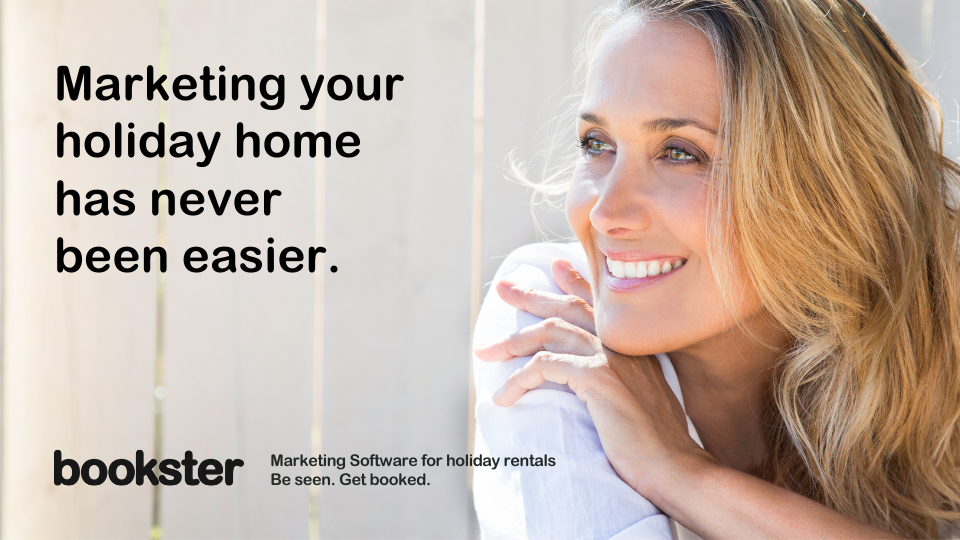 Marketing your holiday home has never been easier - Text reads "Marketing your holiday home has never been easier" with a woman smiling.