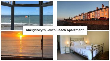Case Study: Aberystwyth South Beach Apartment - 4 images from holiday apartment, Aberystwyth South Beach Apartment, double bedroom, views from the windows over the coast, and sunset over the water. Case Study: Aberystwyth South Beach Apartment - 4 images from holiday apartment, Aberystwyth South Beach Apartment, double bedroom, views from the windows over the coast, and sunset over the water.