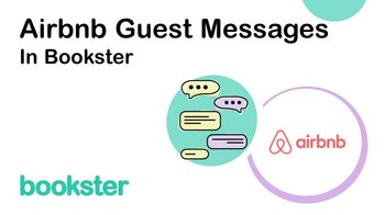 Airbnb Guest Messages in Bookster PMS - Airbnb Guest Messages in Bookster with View and Response icons, and Bookster and Airbnb logos.