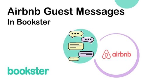 Airbnb Guest Messages in Bookster PMS - Airbnb Guest Messages in Bookster with View and Response icons, and Bookster and Airbnb logos.