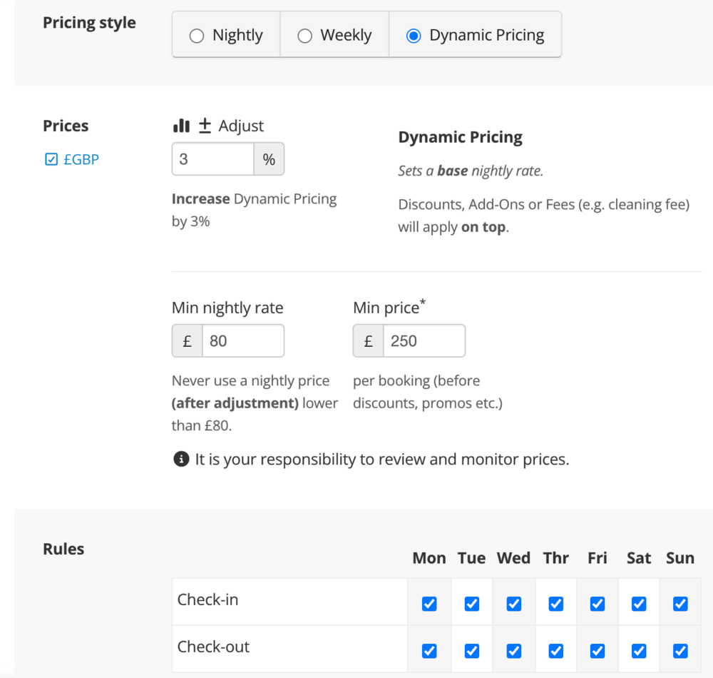 Bookster Dynamic Pricing UI (© 2026 Bookster)