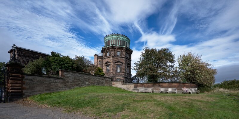 Royal Observatory, Edinburgh - Royal Observatory, Edinburgh with blue skies and wispy clouds (© Magnus Hagdorn on Wikipedia)