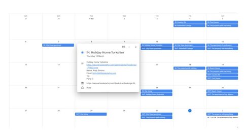 iCal Arrivals and Departures in online Calendar - View Arrivals and Departures in the cleaners or owners calendar, such as Google calendar.