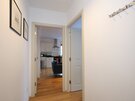 Hallway - Hallway, leading into open plan living room/kitchen/dining area in Edinburgh holiday rental.