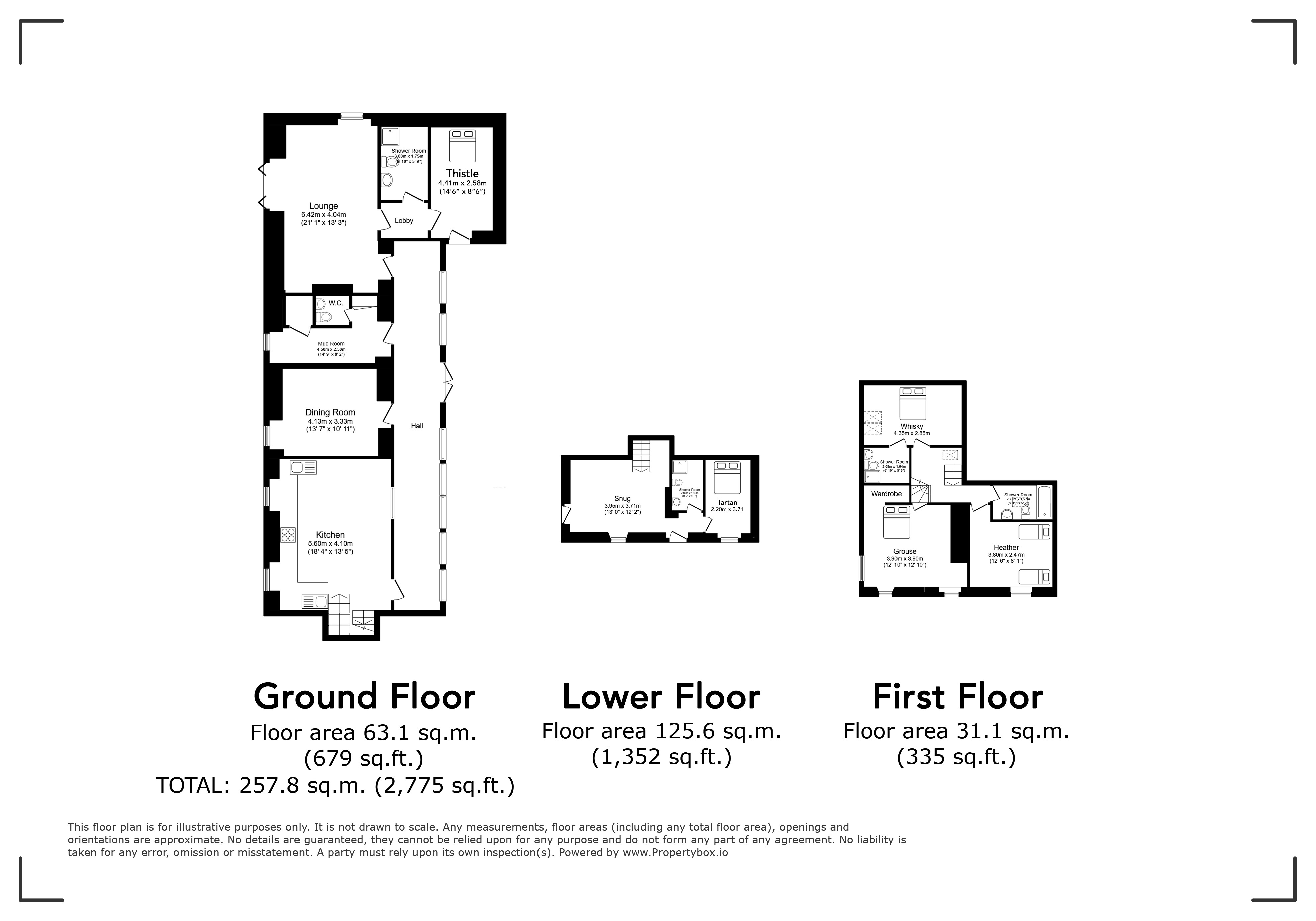 Wellness Retreat Floor Plans - Floor Plan of holiday home set over multiple floors near Loch Lomond