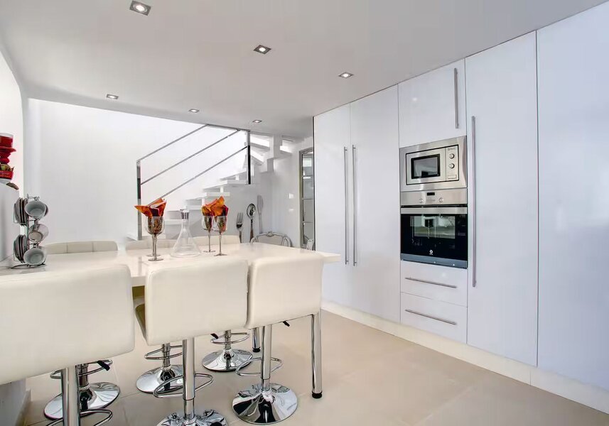 Modern White Kitchen and Dining