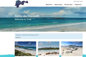 Isle of Tiree website - Clean design using sandy and blues to represent the islands beauty.