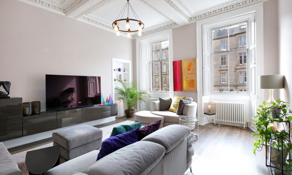 Living room - Chic family living room at Edinburgh self-catering apartment