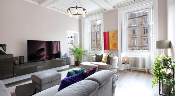 Living room - Chic family living room at Edinburgh self-catering apartment