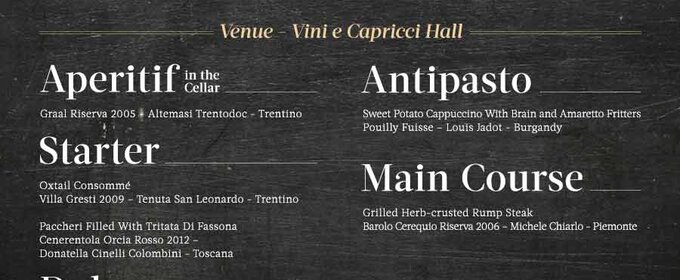 "Vini e Capricci Menu" "Vini e Capricci Menu"