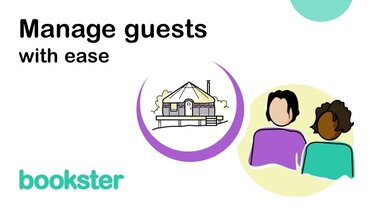 Manage guests with ease - Manage guests with ease, icons of 2 guests and a holiday rental property.