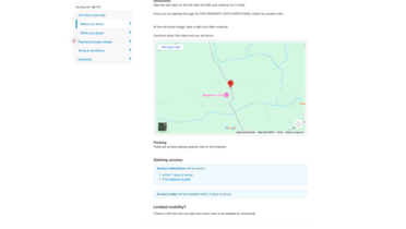 Bookster Guest Area - The property map, location and parking information.