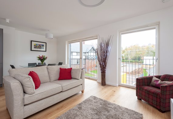 Cruickshank Gardens 1 - Contemporary open plan living area with large, bright windows