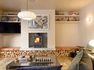 Living area - Log burning stove, wall mounted unit in contemporary living room in North Berwick holiday home.