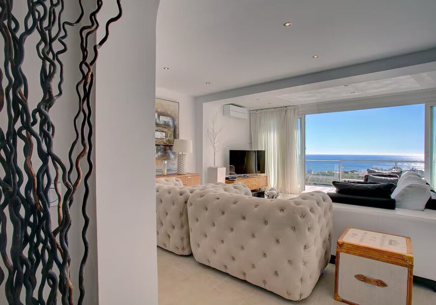 Bright Sea View Living Room