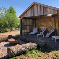 IMG_6330 - Fire pit and undercover seating area for Bothy & Wagon guests.