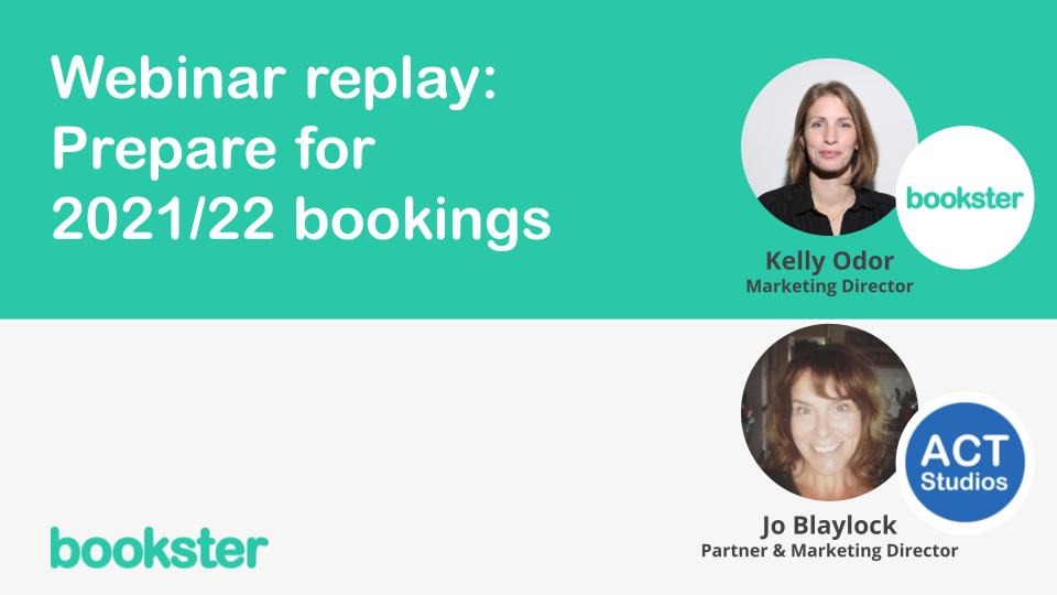 Webinar: Prepare for 2021 and 2022 bookings - Jo Blaylock, partner of ACT Studios joins Kelly Odor of Bookster to talk through her best advice for self catering professionals during Spring. Webinar: Prepare for 2021 and 2022 bookings - Jo Blaylock, partner of ACT Studios joins Kelly Odor of Bookster to talk through her best advice for self catering professionals during Spring.