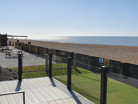 Beach views from the holiday lodge terrace