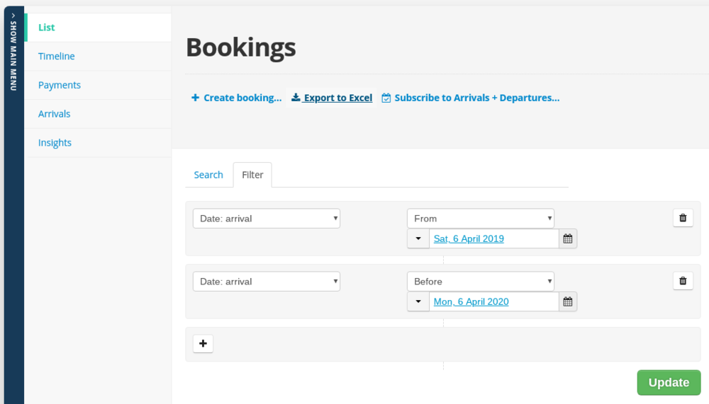 Booking data: Arrivals date